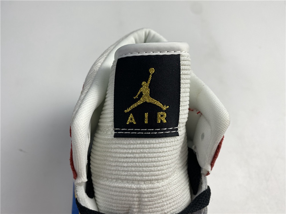 Air Jordan 1 Mid Sail Red Blue Gold